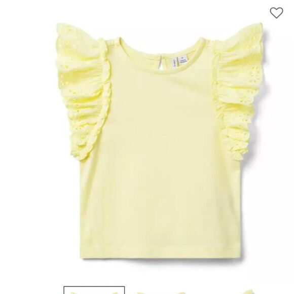 Janie and Jack 100049046 Girl Yellow  Eyelet Flutter Sleeve Top NWT size 6-12 m - Picture 1 of 11